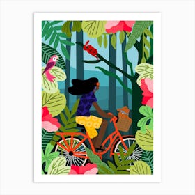 Girl Bike Art Print