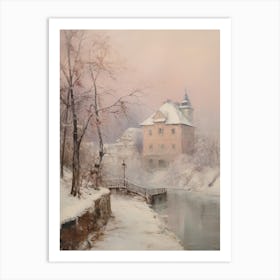 Dreamy Winter Painting Cesky Krumloy Czech Republic 1 Art Print
