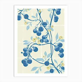 Blueberries Illustration 4 Art Print