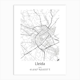 Lleida,Spain Minimalist Map Art Print