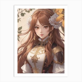 Anime Girl With Long Hair Art Print