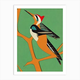 Woodpecker Midcentury Illustration Bird Art Print