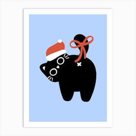 Santa Cat cute christmas illustration 2 Art Print