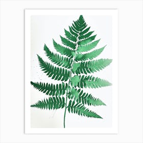 Green Ink Painting Of A Cinnamon Fern 2 Art Print