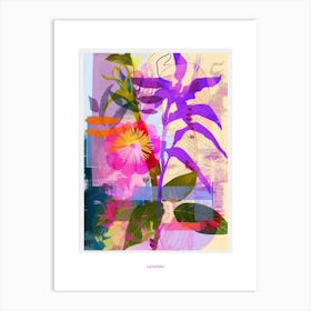 Lavender 4 Neon Flower Collage Poster Art Print
