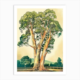 Eucalyptus Tree Storybook Illustration 3 Art Print