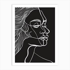 Simplicity Black And White Lines Woman Abstract 5 Art Print