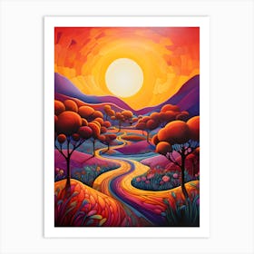 "Twilight Journey: Sun-Kissed Pathway's Melody" Art Print