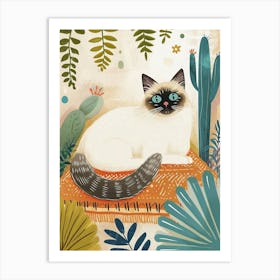 Birman Cat Storybook Illustration 2 Art Print