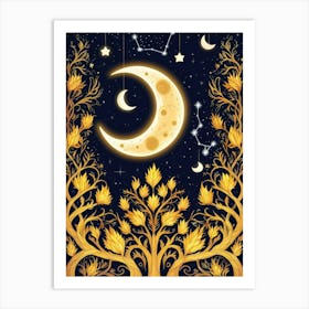 Golden Starry Sky 1 Art Print