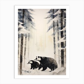 Winter Watercolour Badger 1 Art Print