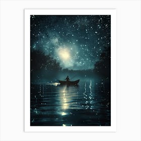 Starry Night In A Boat Art Print