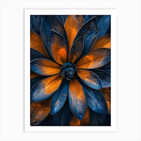 Blue And Orange Flower 4 Art Print