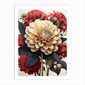 Dahlia Flower Illustration 1 Art Print 1 Art Print