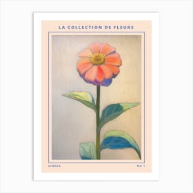 Zinnia French Flower Botanical Poster Art Print