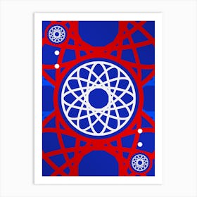 Geometric Abstract Glyph in White on Red and Blue Array n.0076 Art Print
