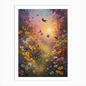 Birds In The Garden Art Print