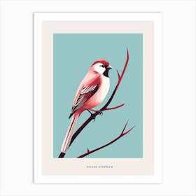 Minimalist House Sparrow 3 Bird Poster Art Print