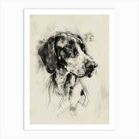 English Foxhound Dog Charcoal Line 2 Art Print