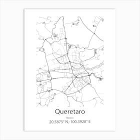 Queretaro,Mexico Minimalist Map Art Print