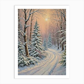 Winter Snowy Road Art Print