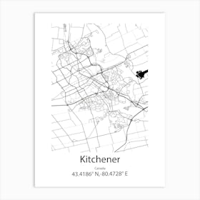 Kitchener,Canada Minimalist Map Art Print