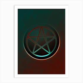 Geometric Neon Glyph on Jewel Tone Triangle Pattern 074 Art Print