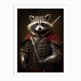 Vintage Portrait Of A Common Raccoon Dressed As A Knight 3 Art Print