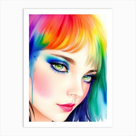 Girl With Colorful Hair 2 Art Print