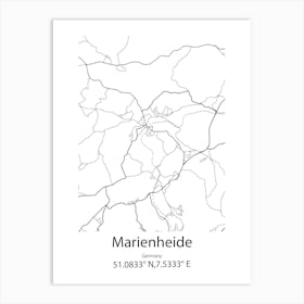 Marienheide,Germany Minimalist Map Art Print