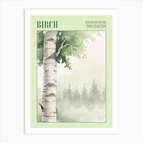 Birch Tree Atmospheric Watercolour Painting 1 Poster Art Print