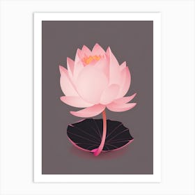 A Pink Lotus In Minimalist Style Vertical Composition 77 Art Print