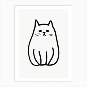 Ink Cat Line Drawing 4 Art Print