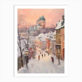 Dreamy Winter Painting Quebec City Canada 1 Art Print