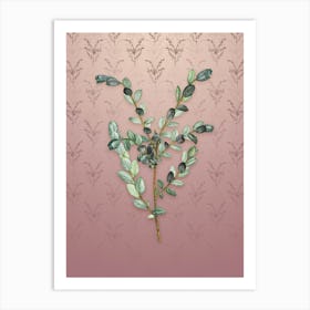Vintage Creeping Willow Botanical on Dusty Pink Pattern n.1129 Art Print