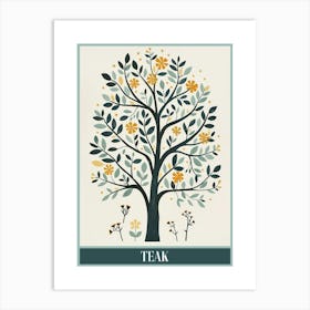 Teak Tree Flat Illustration 4 Poster Art Print