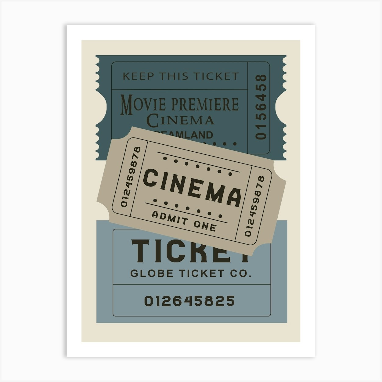 Cinema Admit One Ticket Print Art Print by Scandinavian Design