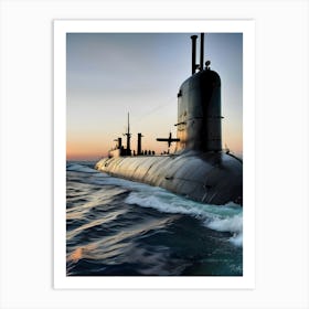 Submarine In The Ocean-Reimagined 11 Art Print