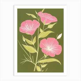 Pink & Green Evening Primrose 1 Art Print