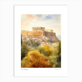 The Acropolis, Athens 2 Watercolour Travel Poster Art Print