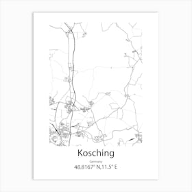 Kosching,Germany Minimalist Map Art Print