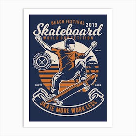 Skateboard Beach 1 Art Print