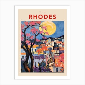 Rhodes Greece 3 Fauvist Travel Poster Art Print