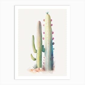 Totem Pole Cactus Pastel Watercolour Art Print