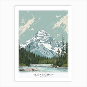 Mount Robson Canada Color Line Drawing 1 Poster Art Print
