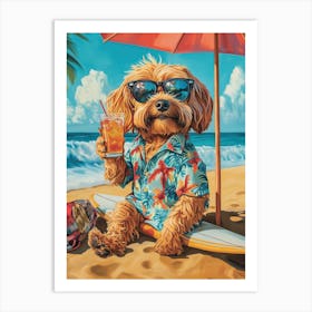 Cavapoo At The Beach Art Print