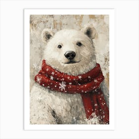 Cute Christmas White Bear Art Print