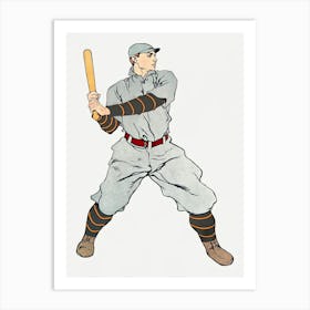 Vintage Baseball Player Vintage Drawing, Edward Penfield Art Print