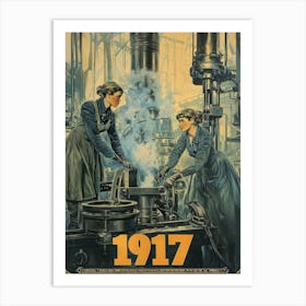 Aihrgdesign A Vintage Industrial Poster Showing Women Working 2eab482d Bd2c 45cf A6a9 Aba2df981be5 3 Art Print