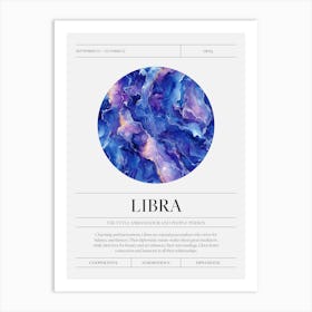 Libra Zodiac Sign, Opal Birthstone Crystal Gem Art Print